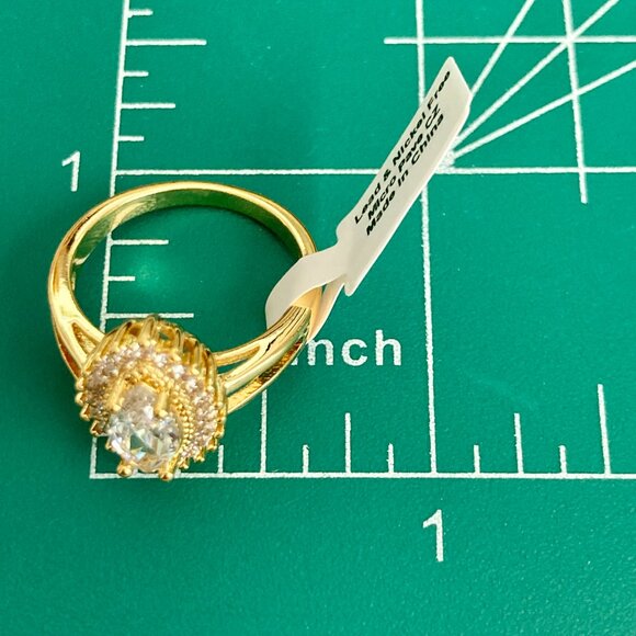 Marquise Cut Cubic Zirconia Halo Cocktail Ring Yellow Gold Plated Size 7 8 9 - Picture 12 of 12